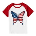 thumbnail image 4 of USA Flag Tee Shirt For Kids 4Th Of July Memorial Day Gift T Shirt Boys Girls Casual Raglan Short Sleeve American Proud Tops Red 3-4 Years, 4 of 7