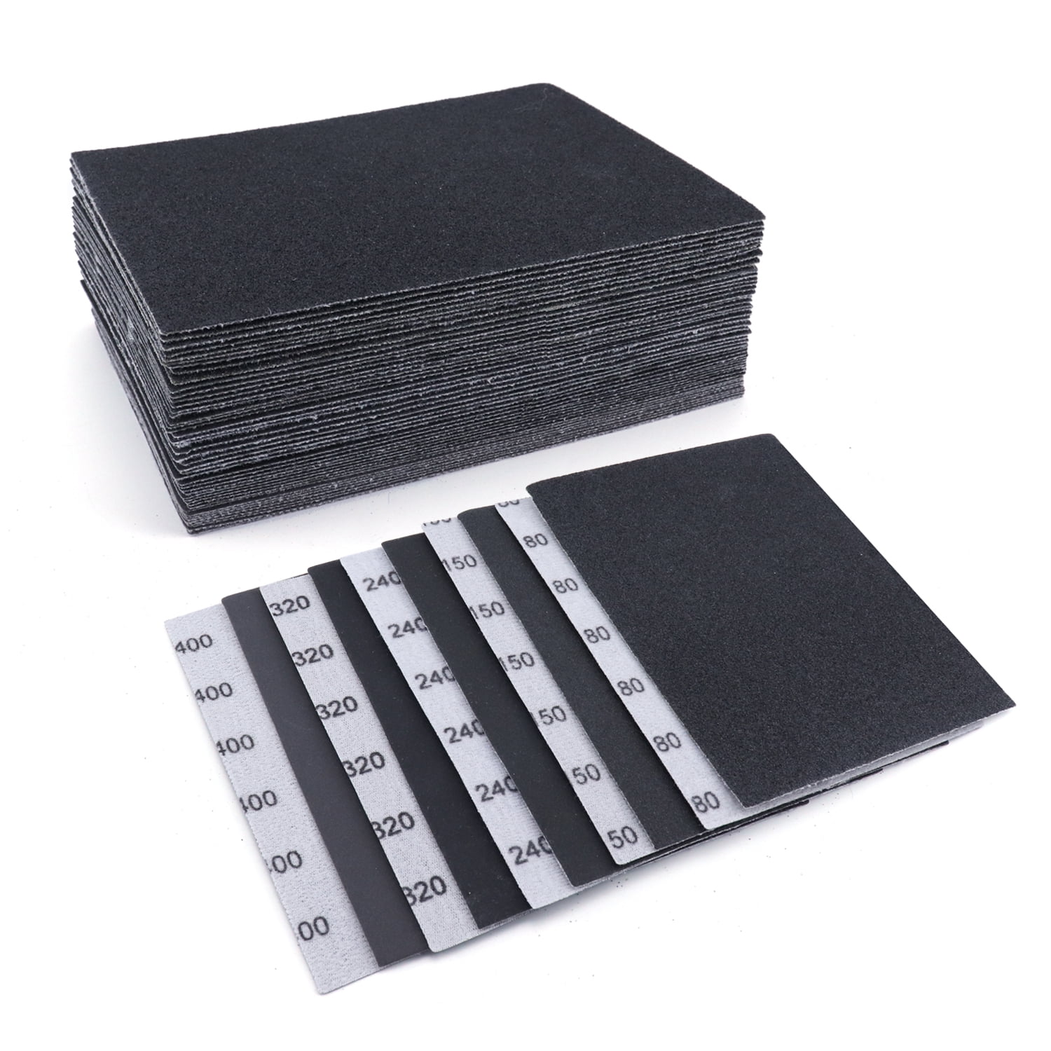 1/4 Sheet Sandpaper Assorted 80/120/180/240/320 Grit Hook & Loop or