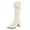 White, variant on Slouchy Leather Knee High Boots Women High Block Heel Pointed Toe Pull on Fall Winter Mid Calf Booties