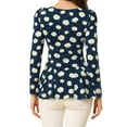 thumbnail image 3 of Unique Bargains Women's Halloween Costume Scoop Neck Peplum Blouse Top M Blue-Floral, 3 of 6