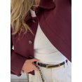 thumbnail image 1 of Chaqueta corta de lana de Color Burdeos para mujer, abrigo informal de manga larga con solapa lisa y botonadura única, prendas de vestir exteriores elegantes para mujer, Otoño e Invierno, 1 of 5