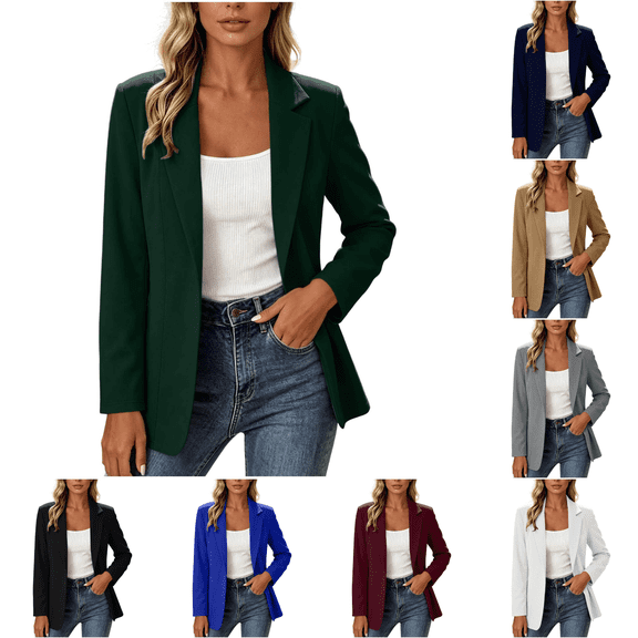 Hulanddfd Women Blazer Long Sleeve Lapel Collar Open Front Loose Fit Casual Outwear Lightweight Comfortable Everyday Wear