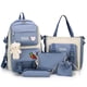 thumbnail image 1 of Mochila de lona JAMW versión coreana Harajuku 5 piezas azul, 1 of 5