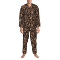 thumbnail image 3 of Naloa Brown Camouflage Skull Men’s Pajamas Set - Long Sleeve Button Down Sleep Shirt and Pajama Bottoms Sleepwear Set-X-Large, 3 of 7