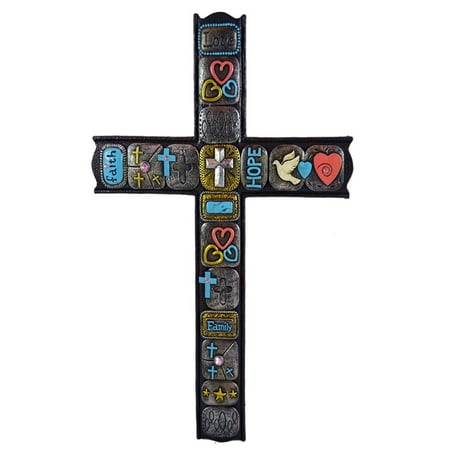 Inspirational Cross (Pine Ridge Inspirational Modern Chic Decorative Wall Cross with Words Inscribed Love, Hope, Faith, and Family - Religious Light-weight Polyresin Made Wall)