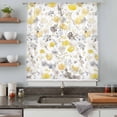 thumbnail image 5 of Yellow Grey Botanical Sheer Curtains 54 Inches Long, Spring Floral Watercolor Light Filering Curtains, Breathable Simi Curtain Privacy Drapes for Kitchen Bathroom Nursery Small Window Treatment, 5 of 9