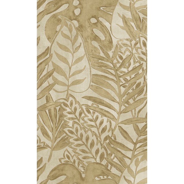 Beige Printed Leaves Tropical Wallpaper R8240