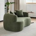 thumbnail image 4 of Curved Loveseat, Green Full Compression Sponge Sofa with Teddy Velvet Fabric and No Assembly, 67-Inch Compact 350-lb Capacity Couch for Small Spaces and Apartments, 4 of 10