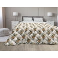 thumbnail image 1 of Panda Down Alternative Comforter, Little Smiling Animals Repetitive Motif Botany Bamboo Leaves Pattern, Microfiber Quilt for All Season, 5 Sizes, Pale Khaki Slate Blue, by Ambesonne, 1 of 3