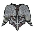 thumbnail image 3 of Large Embroidery Skull Wings Sword Patches Iron on Motorcycle Biker Badge Vest Jacket Back Applique Active, 3 of 5