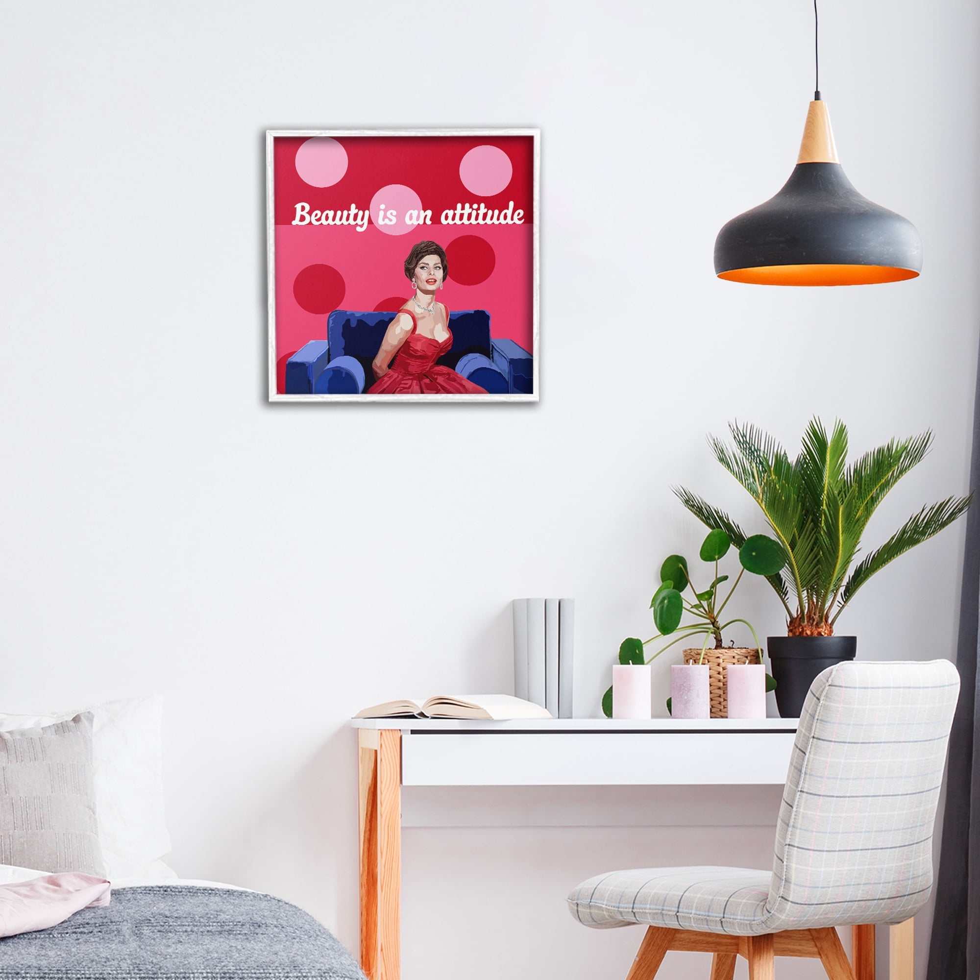 Stupell Industries Beauty Is An Attitude White Framed Giclee Art, design by Lynnda Rakos