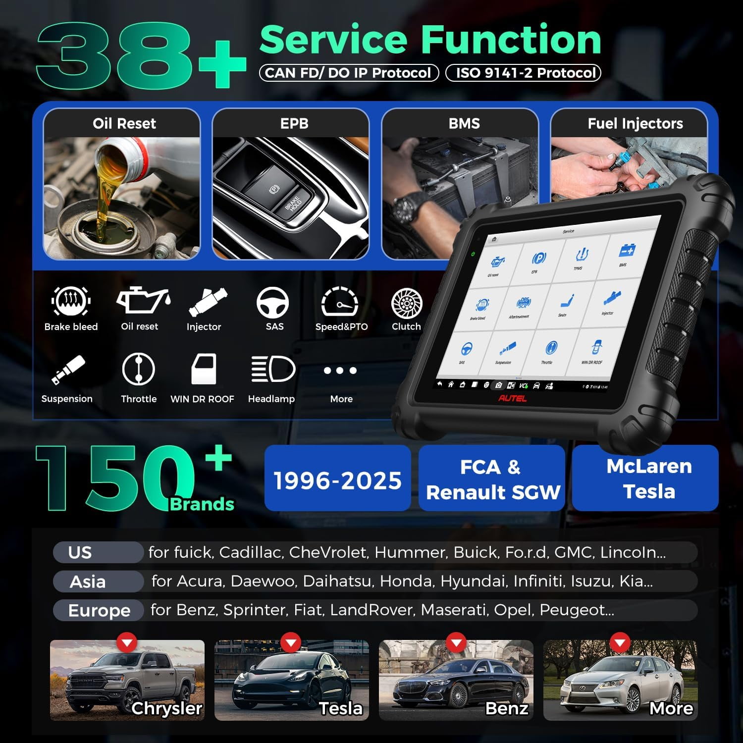 Autel Scanner MaxiSys MS909 Top Intelligent Diagnostic Scan Tool Topology 2.0,  40+ Service, Active Tests, 2 Year Free Update, Same as MS Ultra MS919