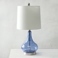 thumbnail image 5 of Elegant Designs 23.25" Modern Timeless Colored Dimpled Glass Endtable Bedside Table Desk Lamp with White Fabric Tapered Drum Shade, Dark Blue, 5 of 5