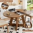 thumbnail image 5 of Fsbecl Mid Century Modern Extendable Round Dining Table 43.3in-59in for 4-8, Wooden Kitchen Dining Table, Walnut, 5 of 8