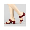 thumbnail image 6 of BLISSFUL STEP Women's Shoes Dual Straps Mid Block Heel Slide Sandals Burgundy 9, 6 of 8