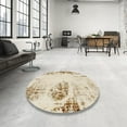 thumbnail image 3 of Ahgly Company Indoor Round Abstract Vanilla Gold Abstract Area Rugs, 5' Round, 3 of 6