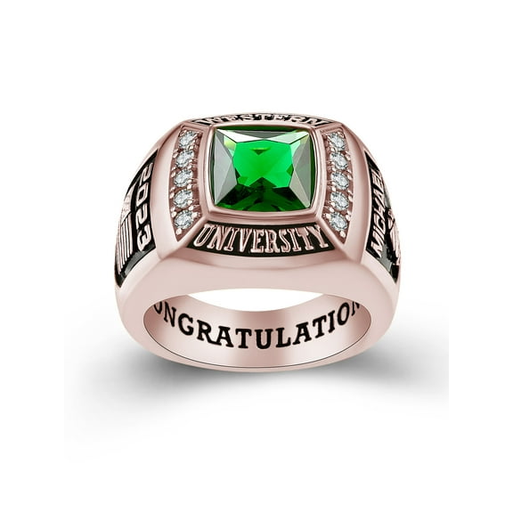 Mementos PJM Customized Men's Class Rings Sterling Silver for High School or College-Deluxe