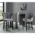 thumbnail image 3 of Set of 2 Modern Velvet & Solid Wood 26'' Counter Stool in Black per SET, 3 of 9