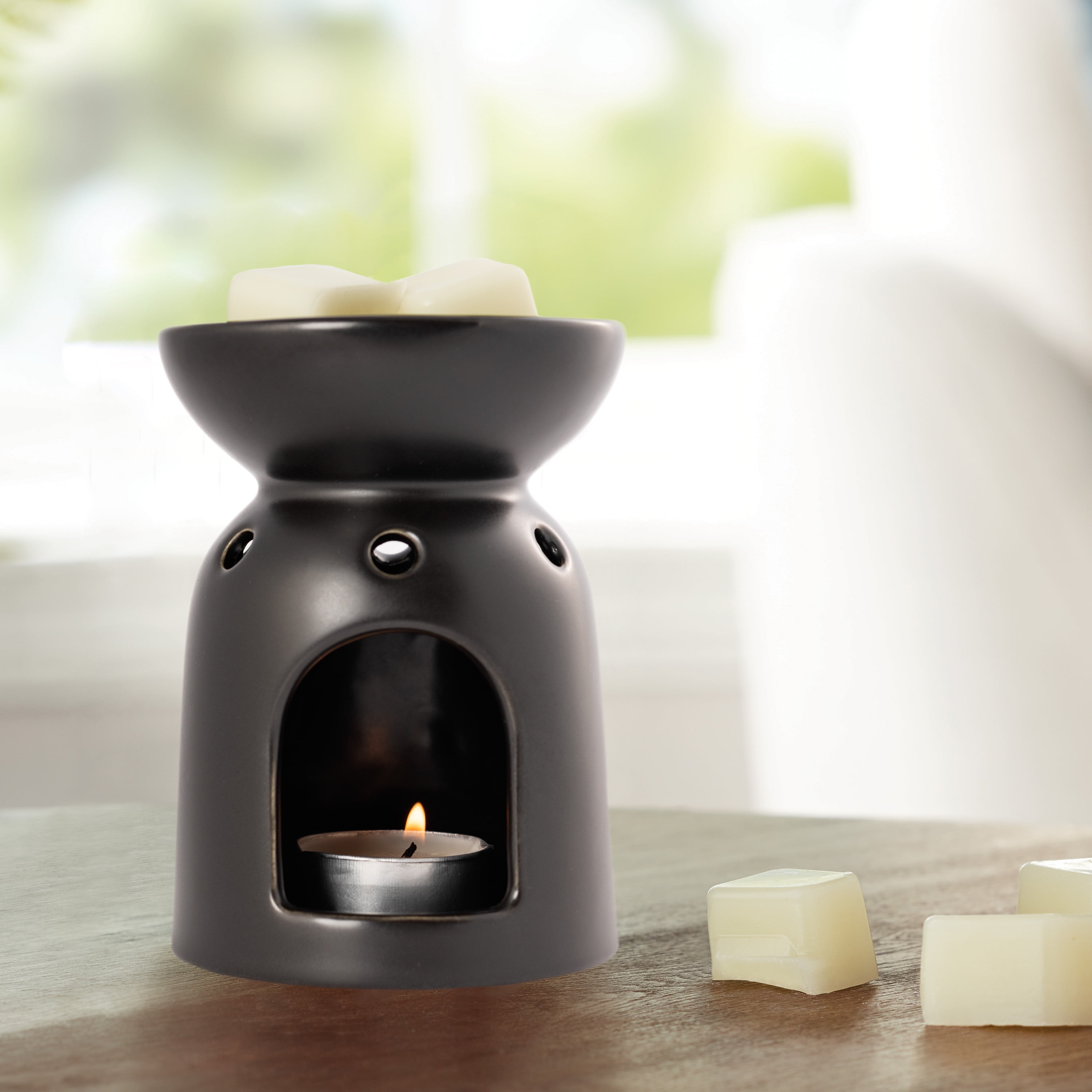 (2 pack) Mainstays Ceramic Tealight Warmer, Black, 1 Pc