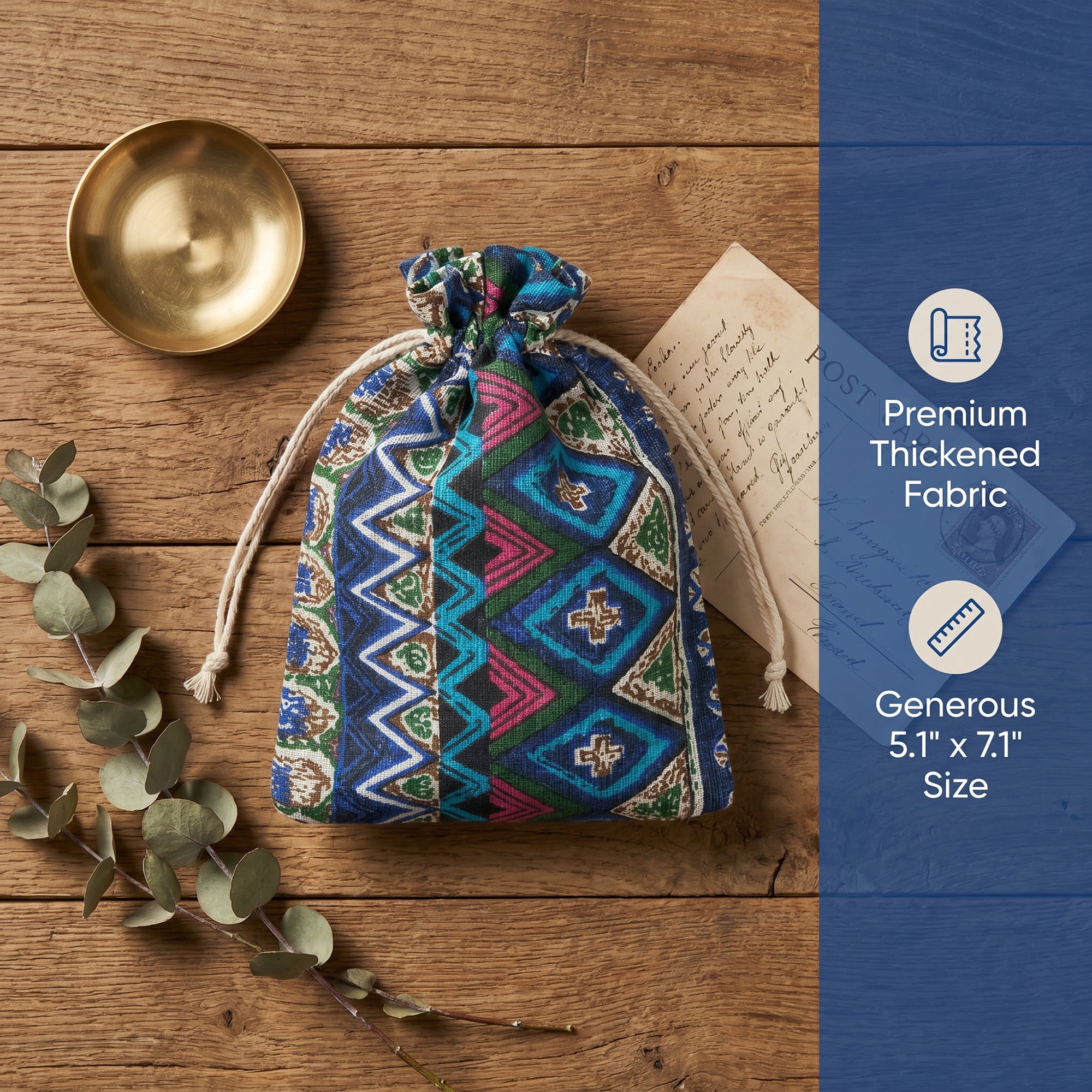 Unique Bargains Drawstring Gift Bags with Handles for Occasions Blue 5.1" x 7.1"