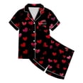 thumbnail image 4 of FhsagQ Ensembles pour Filles Ensembles 2 Pcs Pyjamas pour Enfants Enfants Imprimé Graphique Chemise à Boutons à Manches Courtes Shorts Ensemble de Pyjama Tenues de Printemps pour Tout-Petites Filles 4T Pâques Noir 12-13 Ans, 4 of 4