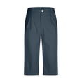 thumbnail image 4 of Oiangi Capris for Men Elastic Waistband Breathable Dress Pants Casual Button Zipper Beach Capri Pants with Pockets Navy XL, 4 of 8