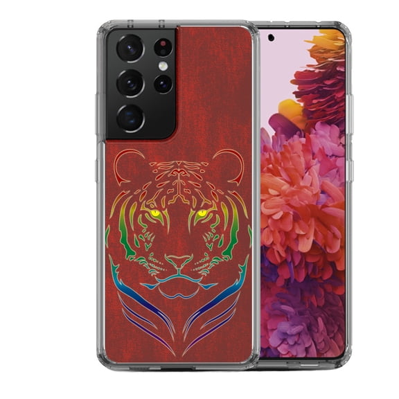 Shockproof Hybrid Bumper Phone Case for Samsung Galaxy S21 Ultra, by OneToughShield ® - Night Tiger