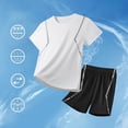thumbnail image 2 of NOLDARES Baby Boy Summer Clothes Short Sleeve Graphic T-Shirt Elastic Shorts Casual Outfit Set Blazer,7-8 Y, 2 of 4