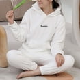thumbnail image 7 of hotojiny Women's Fluffy Pajamas Set Fleece Sherpa Hooded Pullover with Pants Set Plush Sleepwear 2 Piece Pjs Set Fall Winter Outfit, 7 of 7