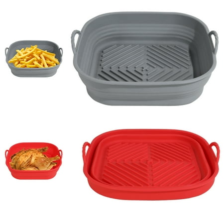 

Blublu Park Air Fryer Silicone Liners 2 Pack Collapsible Super Thick 7.5 inch Reusable Air Fryer Silicone Pot Basket for 3-5 QT Air Fryers Square