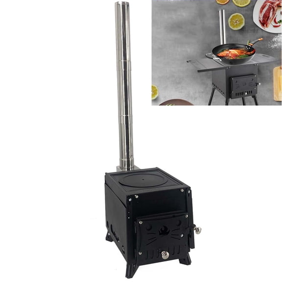 SUDEG Outdoor Wood Burning Stove Portable Camping -Pipe For Vented Tent Cooking Hiking