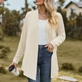 thumbnail image 4 of Womens Loose Fashion Casual Open Front Long Sleeve Knit Cable Cardigan Knitted Coat Size L, 4 of 9