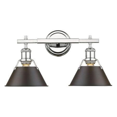 - Orwell CH 2 Light Bath Vanity in Chrome with Rubbed Bronze Shade
