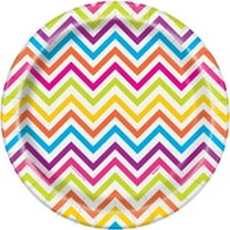 7" Rainbow Chevron Paper Dessert Plates, 8ct