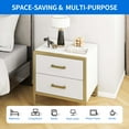 thumbnail image 2 of Dextrus Nightstand End Side Table with 2 Drawers and Metal Frame for Bedroom Living Room, White and Gold, 2 of 6