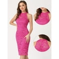 thumbnail image 2 of Vestido de encaje elegante Allegra K Cuello Halter Sin Mangas ajustado Rosa Caliente XL, 2 of 6