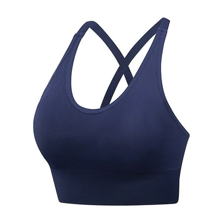 PEASKJP Womens Sports Bras High Support Women s Workout Sports Bras Fitness Backless Padded Sienna Low Impact Bra Yoga Crop Tank Top (Blue XL)
