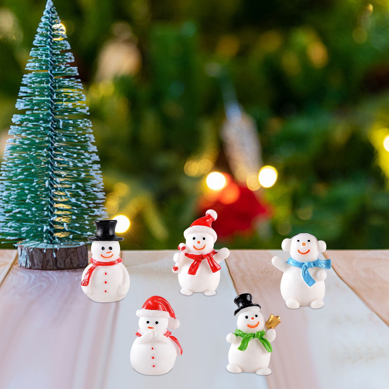 14pcs Diy Resin Christmas Themed 3d Mini Snowman Ornament For Desk  Decoration, Play House Toys, Cream Ornament Accessories