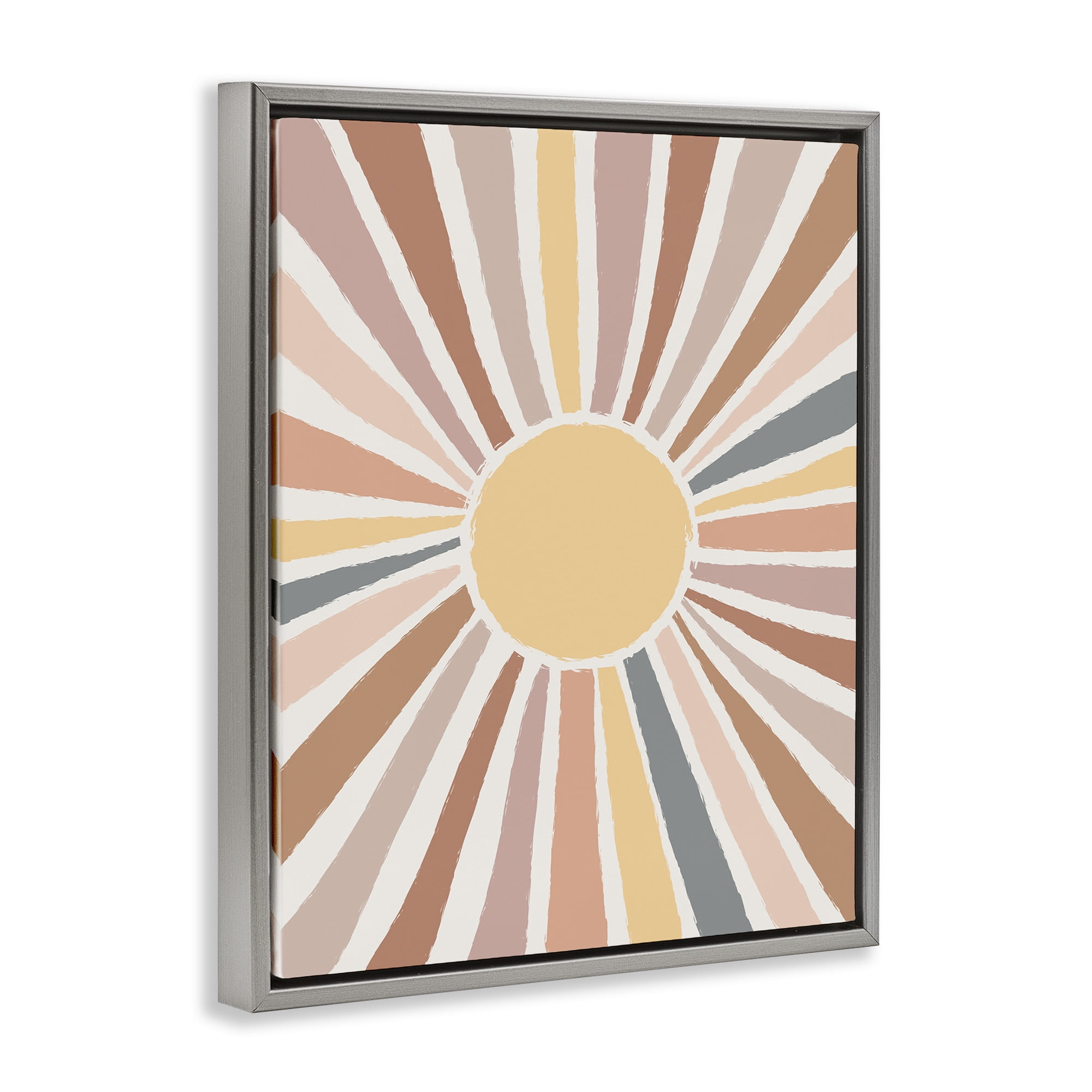 Stupell Industries Southwestern Desert Sun Rays Abstract Painting Gray Floater Framed Canvas Art Print Wall Art, 25 x 31