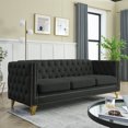 thumbnail image 5 of Newboti Furniture {Contact us for 3D modeling} Velvet Sofa for Living Room,Buttons Tufted Square Arm Couch, Modern Couch Upholstered Button and Metal Legs, Sofa Couch for Bedroom, Black Velvet 23167, 5 of 16