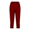 thumbnail image 6 of Capri Leggings for Women Summer Casual Elastic High Waisted Hollow out Hem Workout Yoga Cropped Capris Pants, 6 of 7