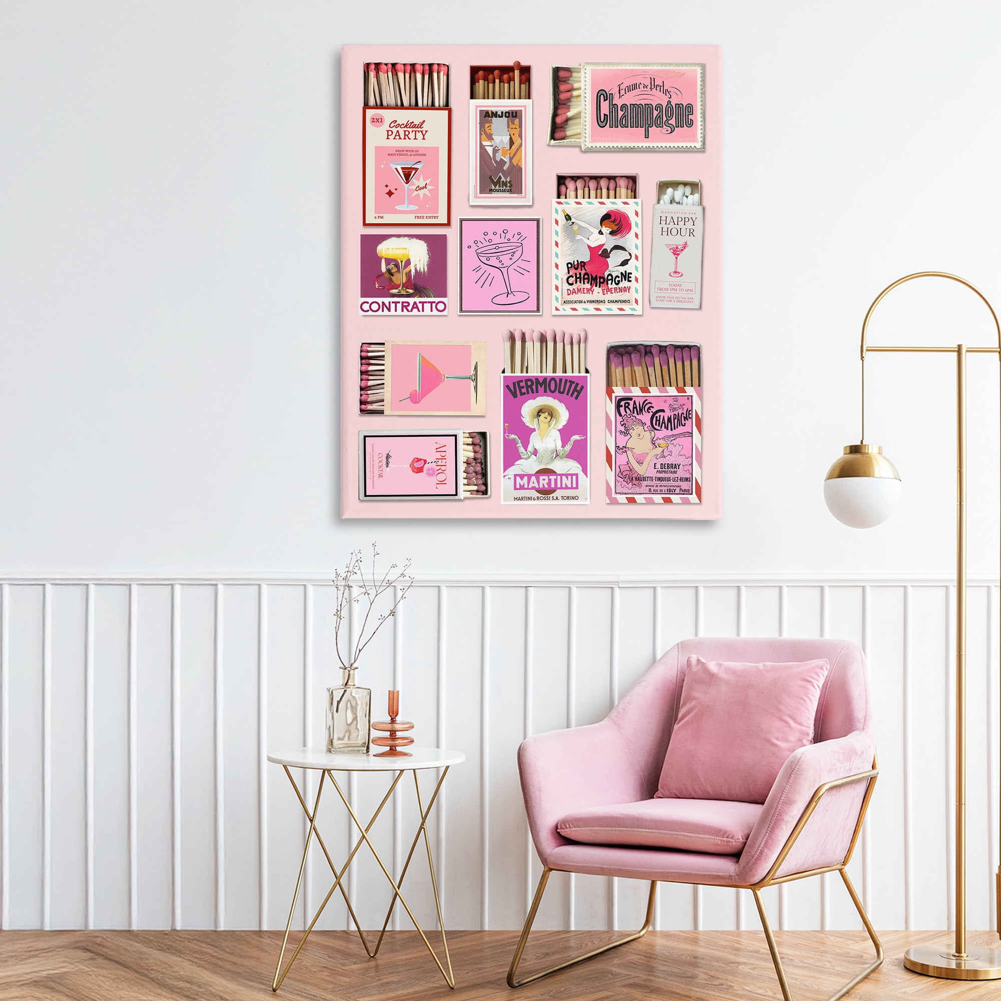 Stupell Industries Champagne & Cocktail Matchboxes Canvas Wall Art, design by CAD Designs