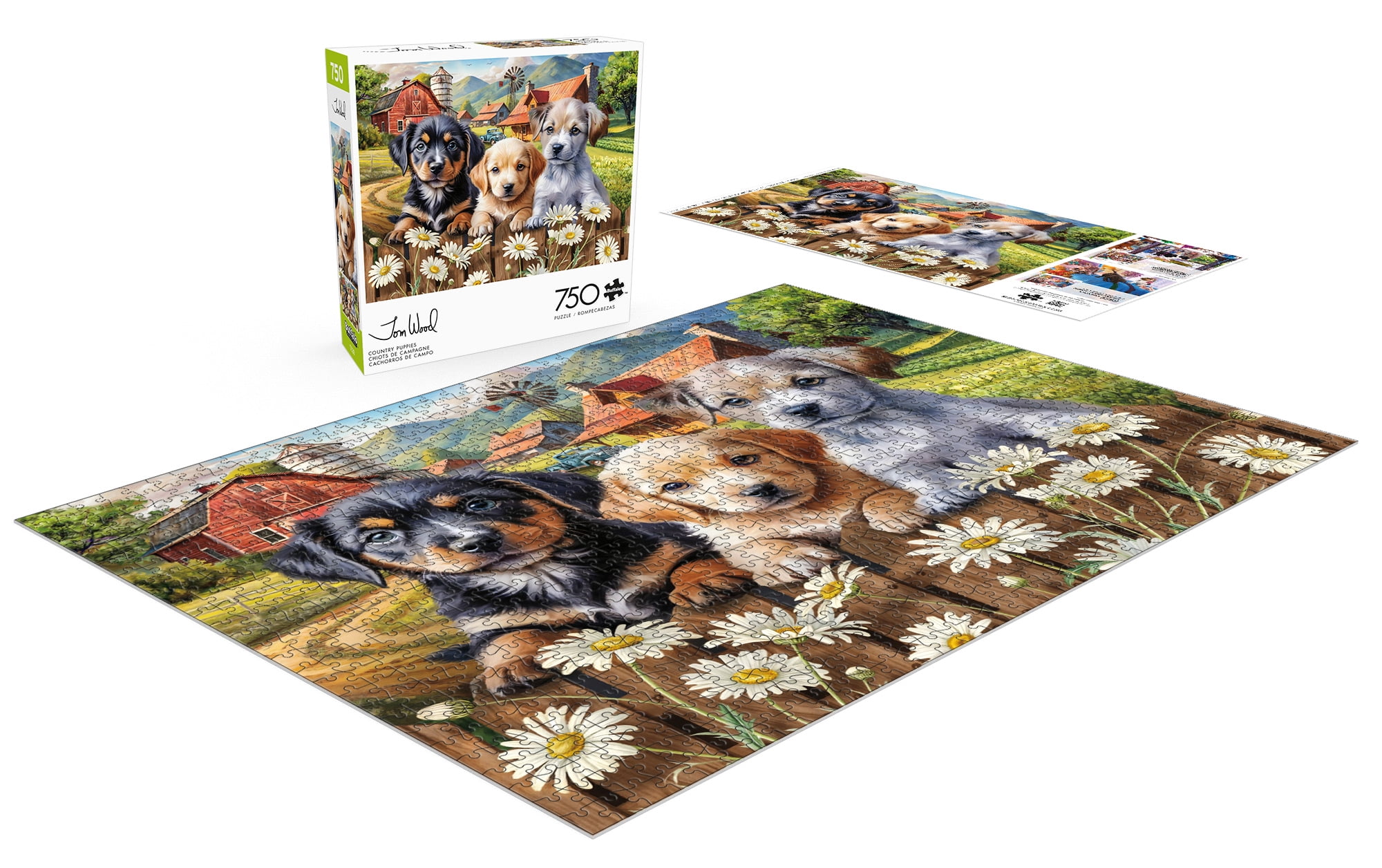 Buffalo Games Country Puppies 750-Piece Interlocking Jigsaw Puzzle for Adults Ages 14-99 Years