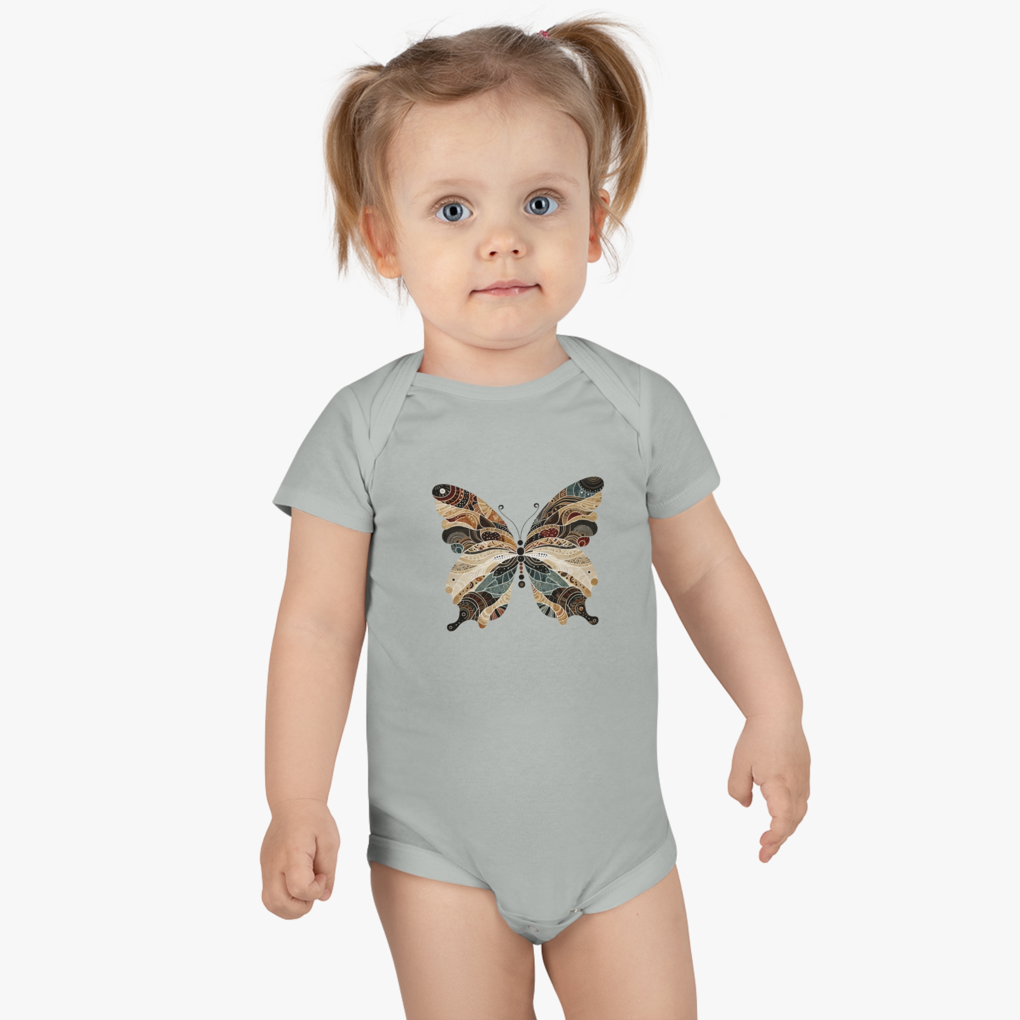 Adorable Baby Onesie® with Boho Butterfly Print - Custom Color Options