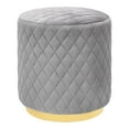 thumbnail image 1 of TOV Furniture Abir Collection Modern Handmade Living Room Diamond Tufted Velvet Ottoman, Gray, 1 of 2