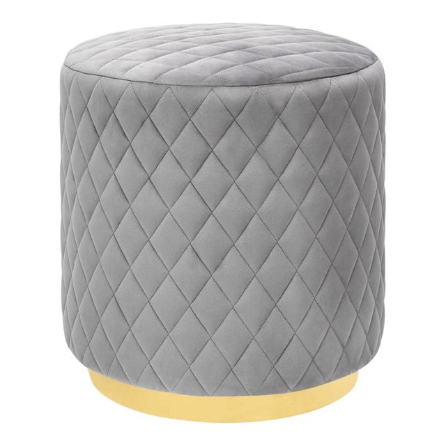 TOV Furniture Abir Collection Modern Handmade Living Room Diamond Tufted Velvet Ottoman, Gray