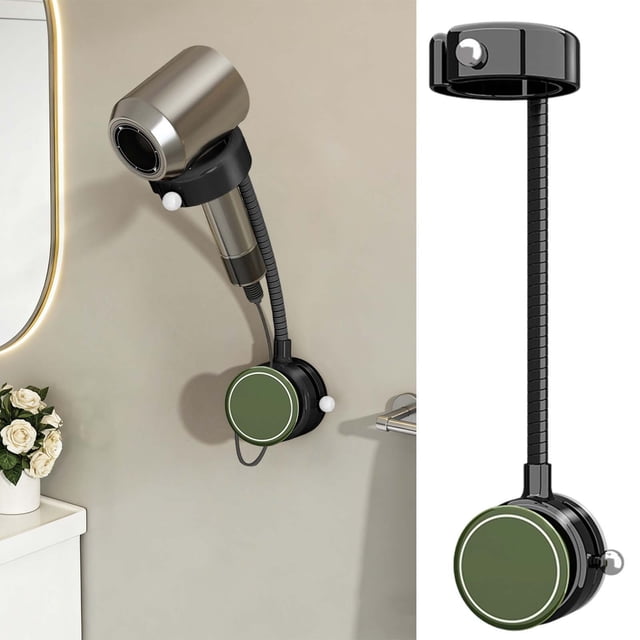 JZCHUNTOY 1 Pcs Support pour Séchoir à Cheveux, Support Mural Adhésif Sans Perçage pour Séchoir à Cheveux, Organisateur de Rangement de Salle de Bain Étanche et Résistant à la Rouille, Convient à la Salle de Bain, à la Chambre, au Salon de Coiffure