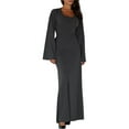 thumbnail image 2 of Vestido de Punto Acanalado para Mujer, Acampanada, Ajustado, Holgado e Informal. Gris Oscuro M, 2 of 8