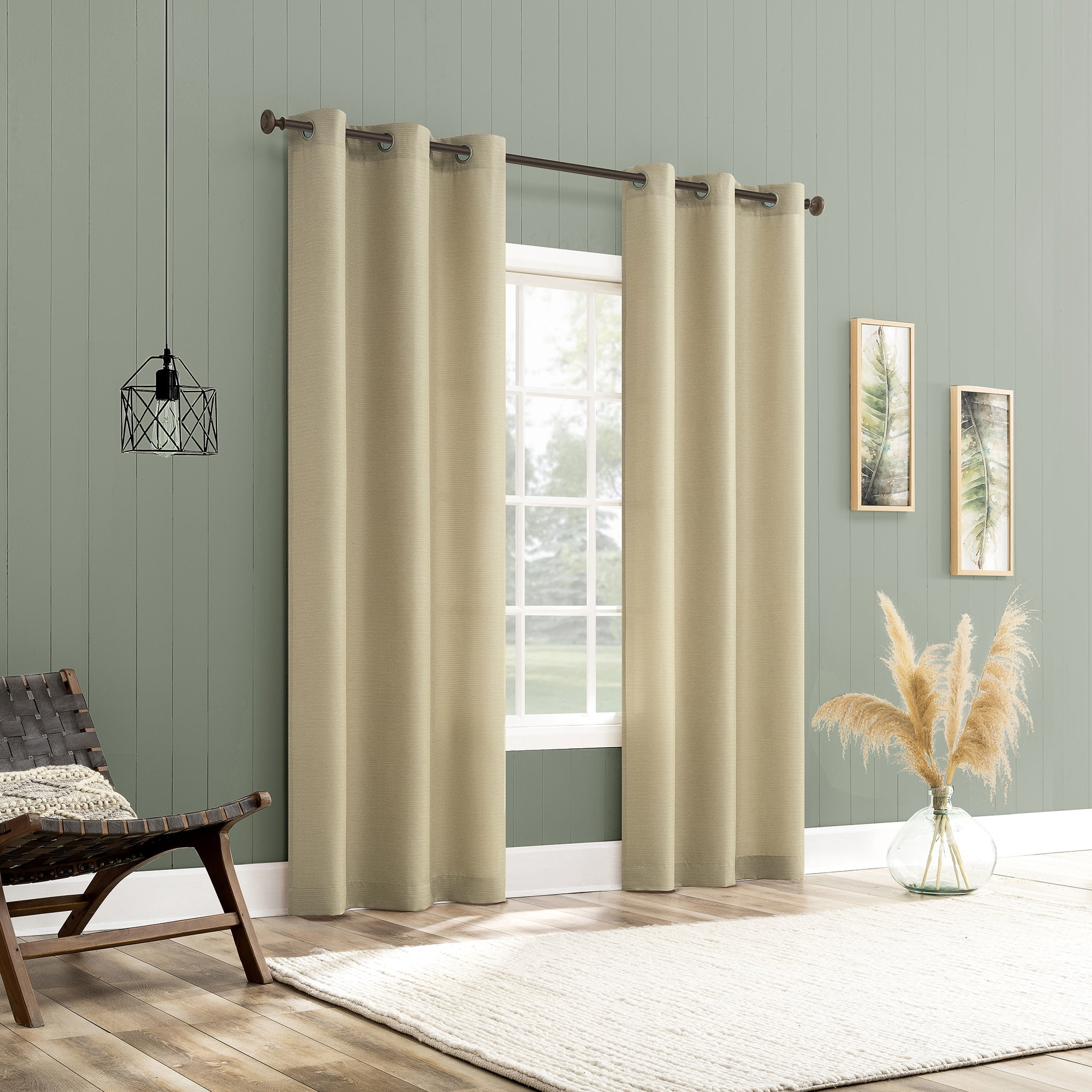 No. 918 Landon Textured Semi-Sheer Grommet Curtain Panel, 40"W X 84"L, Taupe