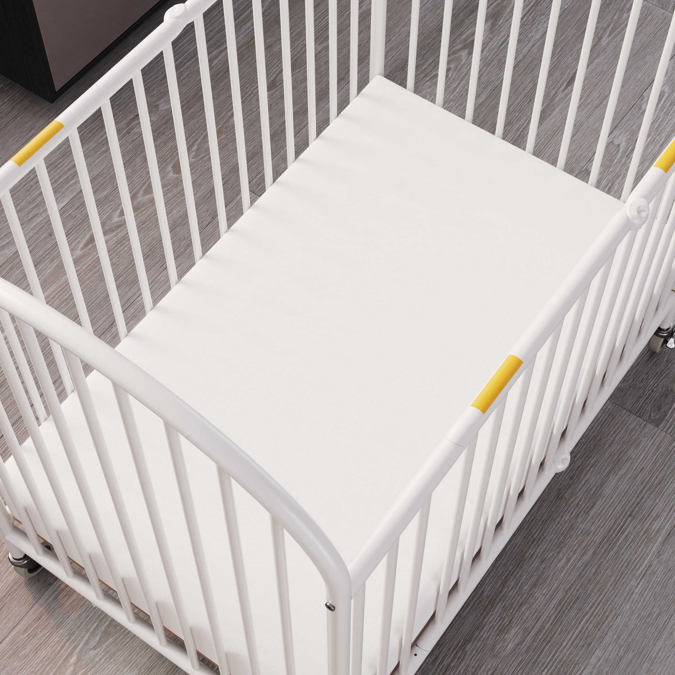 Foundations SafeFit Zippered Sheets, Compact Crib Fit, 100% Cotton, 3–4" Mattress, 6-Pack, White